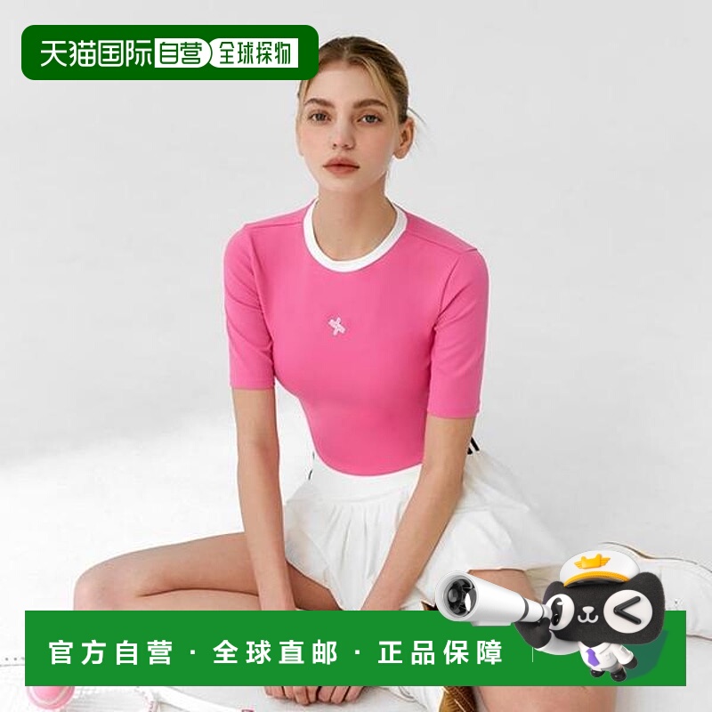 韩国直邮XEXYMIX 运动型徽标彩色紧身上衣 (XFK2TS1103_Plumpink)