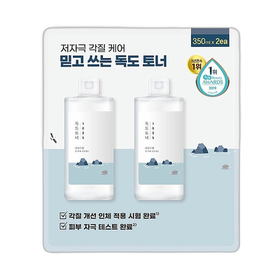 韩国直邮Round Lab柔恩莱独岛爽肤水350ml*2瓶补水保湿舒缓正品