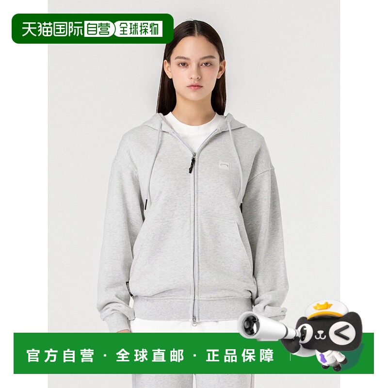 韩国直邮GOALSTUDIO 후드집업 essential 贴花全拉链套头衫-橘灰色