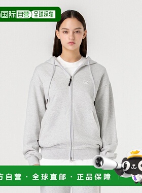 韩国直邮GOALSTUDIO 후드집업 essential 贴花全拉链套头衫-橘灰色