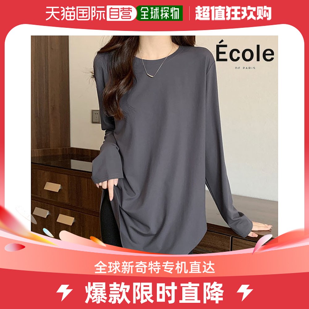 韩国直邮ECOLEdePARIS T恤 [Ecold Paris] 圆领 长款T恤_F31WTB01 女装/女士精品 T恤 原图主图