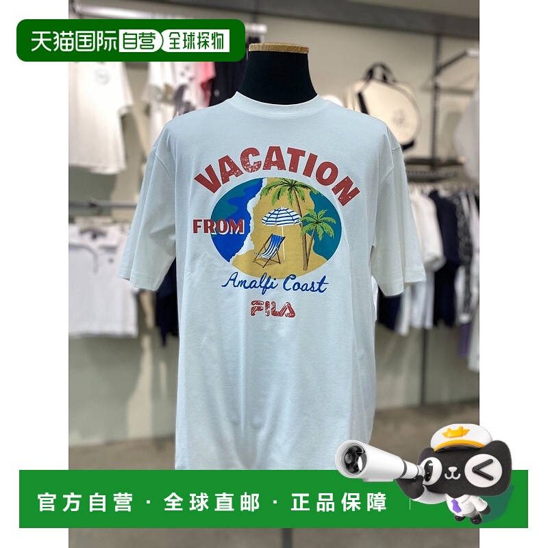 韩国直邮FILA [Shop] 惠拉 FS2RSG2407X OWH Uni 轻质弹力图案短T