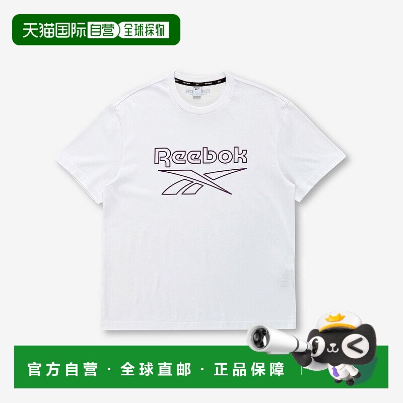 韩国直邮Reebok  舒适刺绣印花圆领套头短袖 T恤 女款 白色