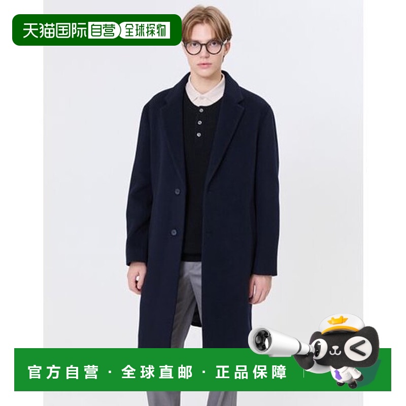 韩国直邮HAZZYS Hedges 男士 [Staple] 海军蓝纯羊毛羊绒混纺大衣