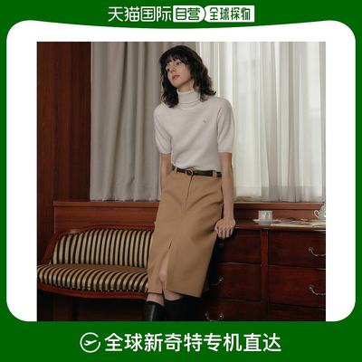 韩国直邮[LOOKAST]BEIGE HAZEL SLIT MIDI SKIRT修身显瘦半身裙米