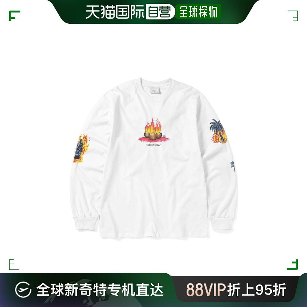 韩国直邮THISISNEVERTHAT 公用T恤Burning Palm Tree L/S Tee Whi 男装 T恤 原图主图