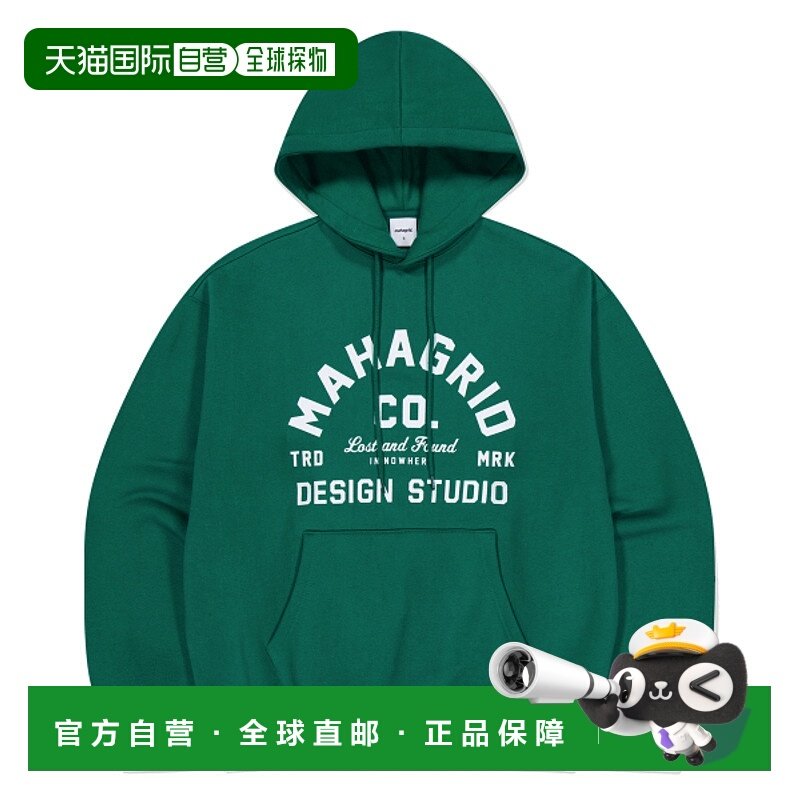 韩国直邮MAHAGRID 男士连帽衫MG2EFMM422AGN ARCH LOGO HOODIE GR