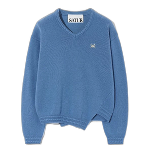 韩国直邮SATUR设计师款大气简约日常休闲个性毛衣SA23FWMK38BL