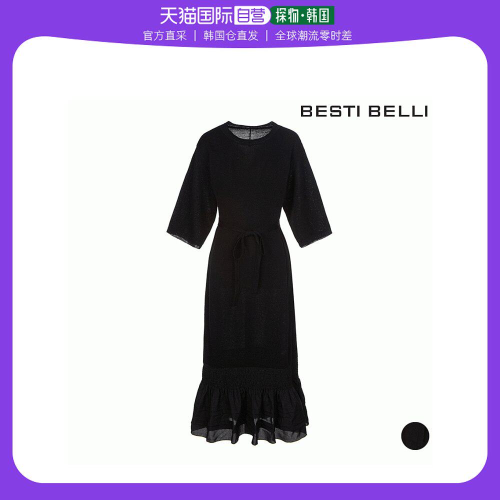 韩国直邮BESTIBELLI 连衣裙 [VESTIBELLY] 褶裥 黑色 简单款 连衣