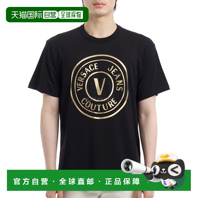 韩国直邮VERSACE V 字徽章贴片 T 恤 (78GAHT01CJ00T G89)范思哲