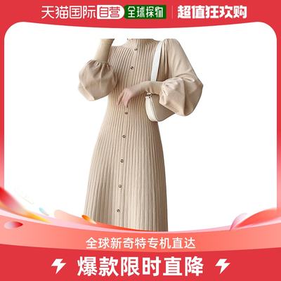 韩国直邮[FASHIONFULL] 荷叶边泡泡袖针织连衣裙(TIME SALE 15%)