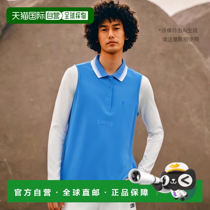 韩国直邮G/Fore高尔夫无袖上装T恤时尚蓝色短袖polo衫G4LS23K860A