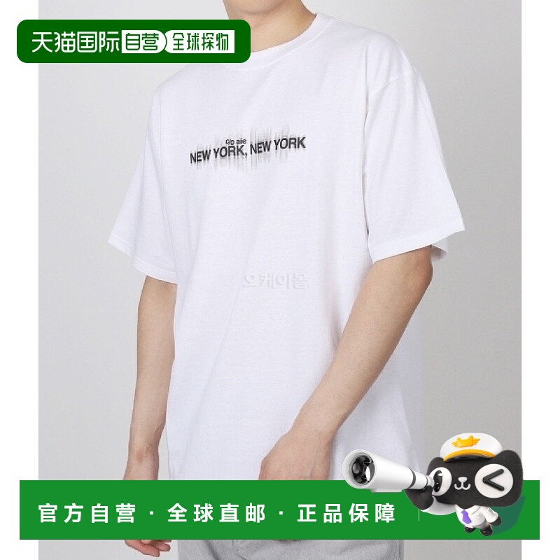 韩国直邮AIE 小高领短袖T恤 - 棉质平纹针织 / 纽约（OT748 - 白