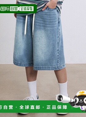 韩国直邮FILLUMINATE 公用短裤 FBEUUDF259SB Damage Washed Deni