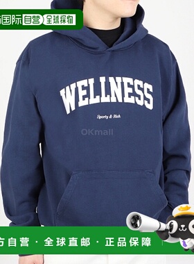 韩国直邮Sporty&Rich Wellness Ivy 连帽衫 - 海军蓝/白色 (HOAW2