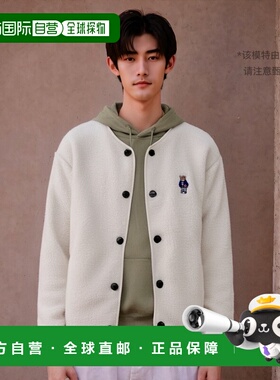 韩国直邮YALE EMBROIDERY DAN NO COLLOR BOA FLEECE JACKET IVOR