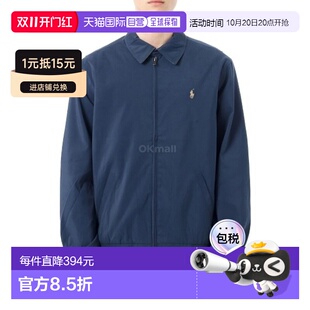 Polo Ralphlauren夹克男女同款海军蓝色拉链外翻领短款