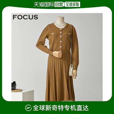 韩国直邮4CUS 时尚套装 [4CUS] 金色 钮扣细节 针织衫 连衣裙_FW2