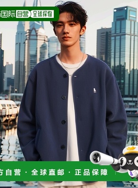 韩国直邮YALE WARM UP NO COLLOR FLEECE CARDIGAN BLUE开衫YC8JK