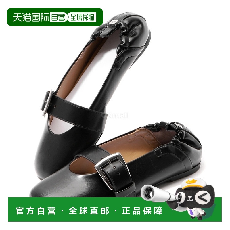 韩国直邮GANNI 黑色带扣芭蕾舞鞋（S3117 099） 平坦的