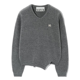 韩国直邮SATUR设计师款大气简约日常休闲个性毛衣SA23FWMK38CC