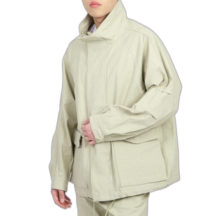 韩国直邮AURALEE A24SB01OC 卡其米色水洗硬捻帆布束腰夹克外套