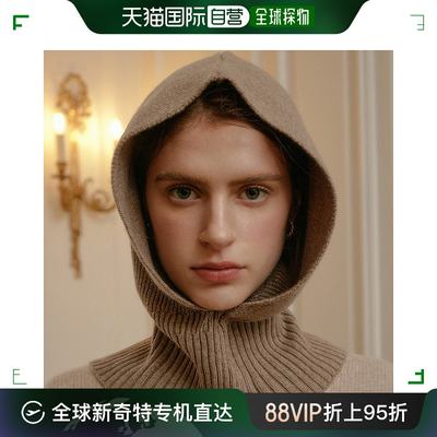 韩国直邮[LOOKAST]BEIGE WOOL KNIT BALACLAVA米色羊毛针织帽子