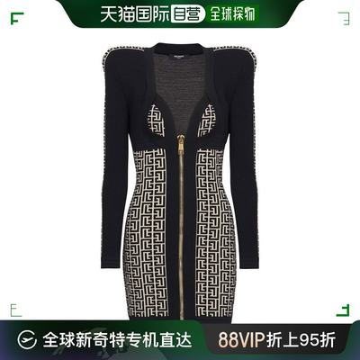 韩国直邮BALMAIN24SS中长连衣裙女AF1R8475KB02 GFEIVOIRE NOIR