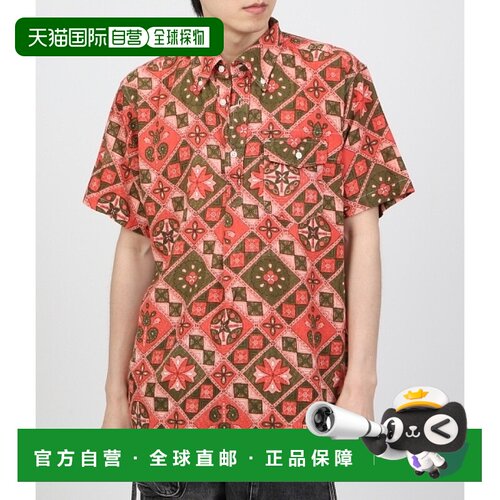韩国直邮Engineered Garments Popover BD 衬衫 粉色/橄榄色民族