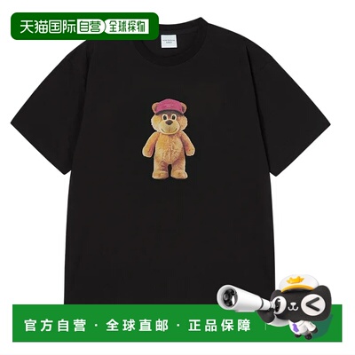 韩国直邮ADLV 黑色短袖T恤 红色帽子小熊