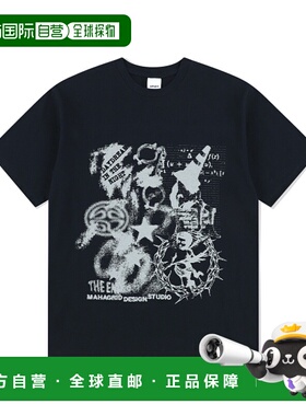 韩国直邮MAHAGRID街头潮牌24年新款美式复古校园休闲T恤MG2EMMT52