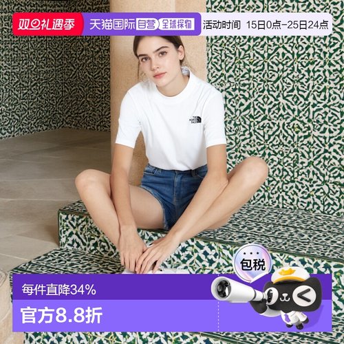 韩国直邮the north face北面纯棉圆领印花休闲套头男女同款T恤新