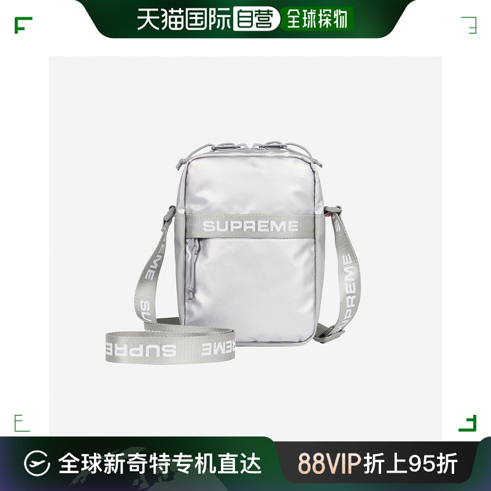 韩国直邮supreme通用双肩包银色牛皮