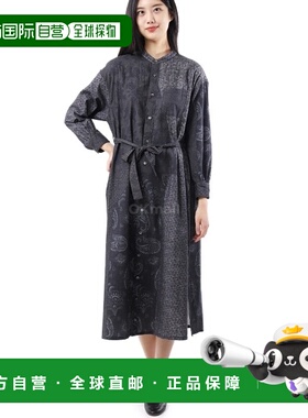 韩国直邮Engineered Garments 镶边领连衣裙 - 黑色/灰色棉质图案