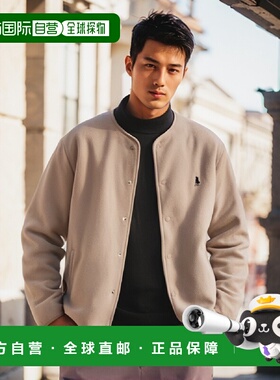 韩国直邮YALE HERITAGE DAN COLLARLESS FLEECE JACKET OATMEAL夹