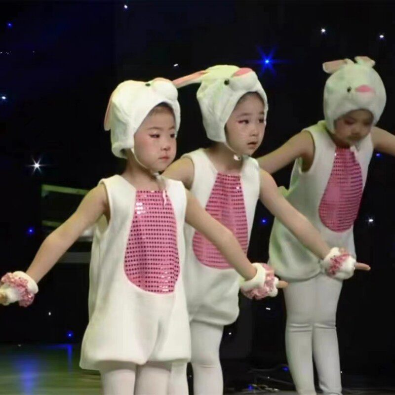 雨前雨后儿童舞蹈服装幼儿园兔子乖乖演出服小动物小白兔表演服装