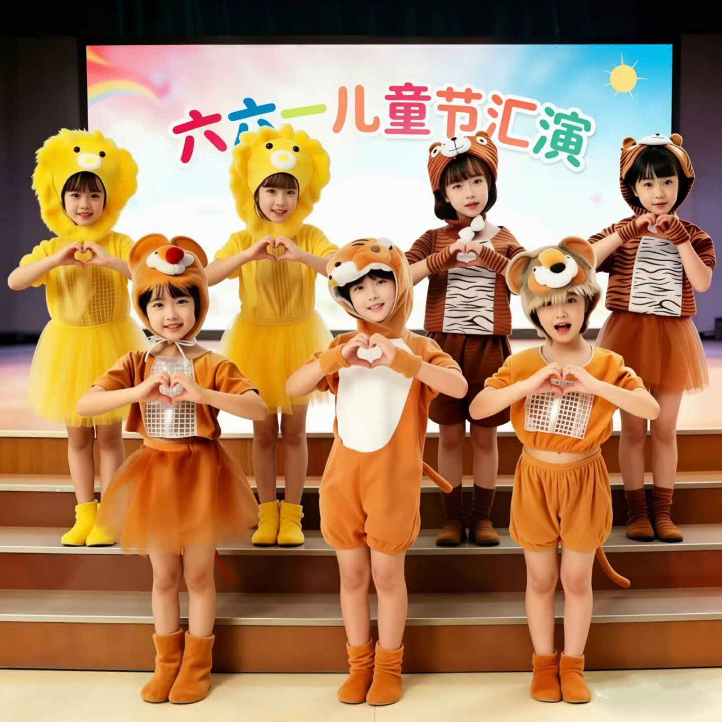 儿童老虎演出服幼儿园小动物太空狮子舞蹈服狮子王可爱表演服装