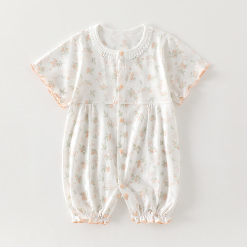 7A纯棉女宝宝衣服夏季连体衣薄款