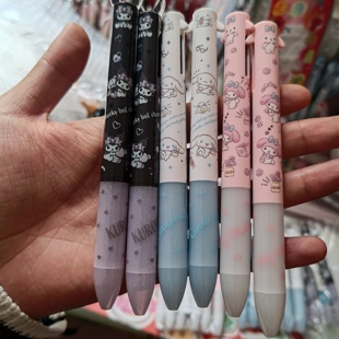 日本三丽鸥限定耳朵笔库洛米美乐蒂玉桂狗黑红双色中油笔细闪