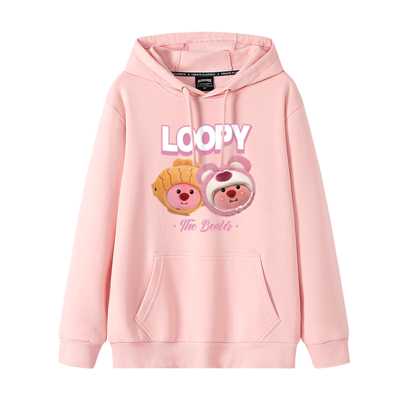 loopy露比鲷鱼烧草莓熊粉色卫衣