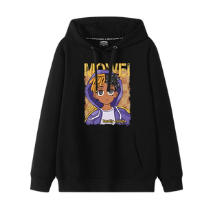 xxxtentacion同款衣服黑色加绒连帽卫衣男女潮流宽松大码情侣外套