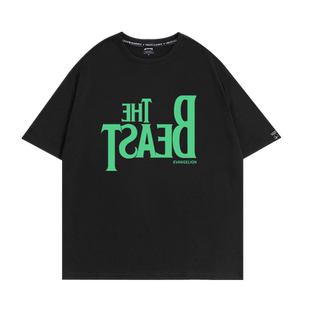 EVA动漫周边联名衣服碇真嗣黑色短袖T恤男女纯棉宽松上衣体恤夏季