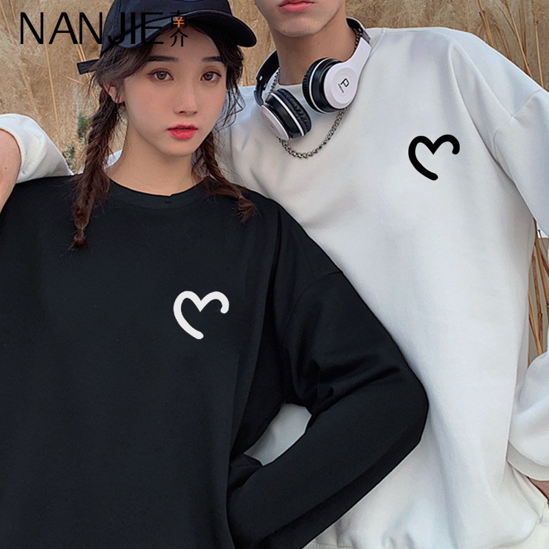 情侣装冬季情侣款卫衣女设计感小众简约宽松加绒加厚韩系上衣圆领