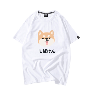 马嘉祺同款衣服柴犬秋田犬短袖T恤女日系卡通学生港风情侣装体恤