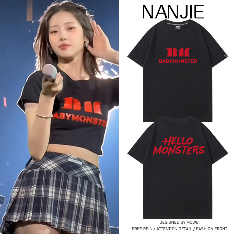 babymonster演唱会周边衣服申厦蓝李茶仁ASA同款短袖T恤夏季潮流