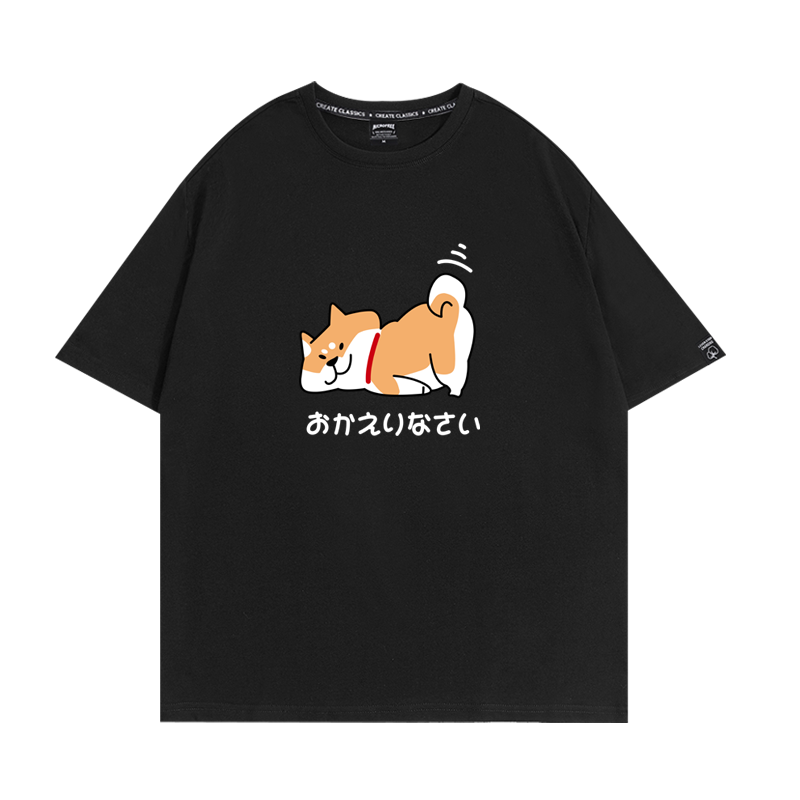 柴犬狗狗印花图案短袖T恤情侣装