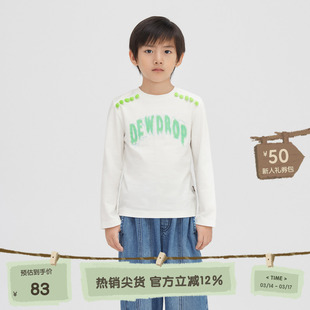 播broadcute童装T恤2024春季新款字母印花圆领套头上衣KER1Y824