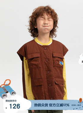 播broadcute童装冬男女童工装风帅气纯色全棉儿童马甲KEQ2M148