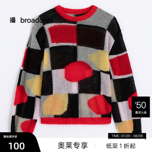 播春季 女BDP9SD9825 新款 简约色块拼接宽松舒适简约毛衫