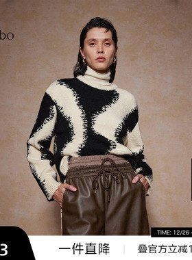 【羊毛】播 bo 商场同款奥莱柔软舒适冬圆领毛衫女BDR4SD2434